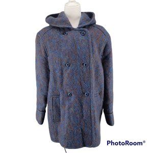 COPY - Vintage Donegal Design Mohar/wool hooded  double breasted coat.